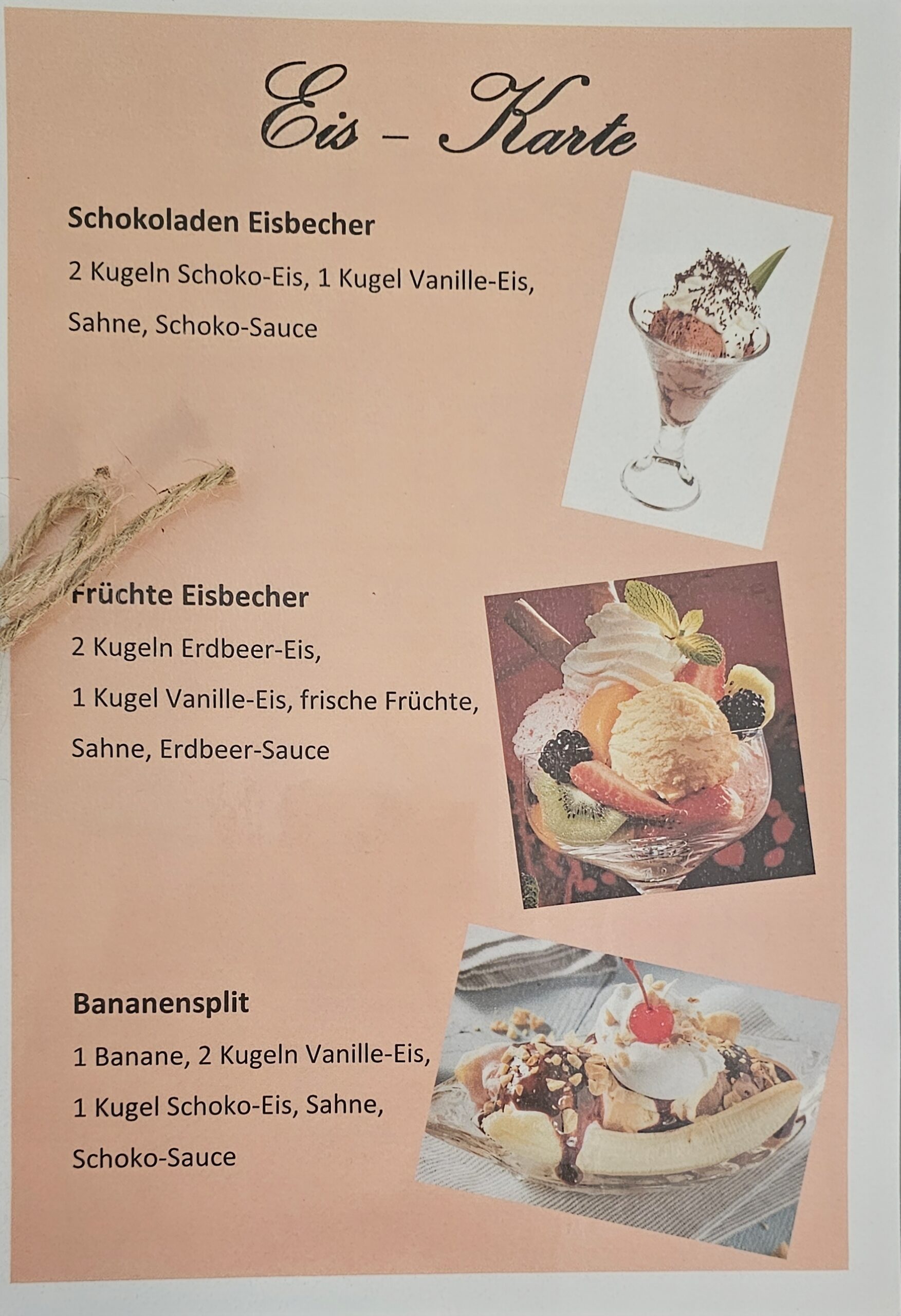 Eis-Speisekarte